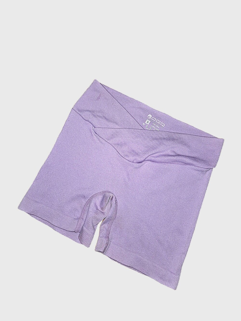 OQQ Seamless V-Waist High Waisted Biker Shorts Lavender Purple Size Small